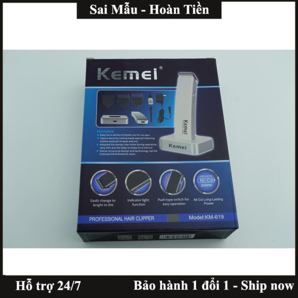 ✔️Tông Đơ Cắt Tóc sạc pin Kemei KM-619-AL - Hàng top 1 Tăng đơ dành cho Salon, siêu bền đẹp, lưỡi sắc - Freeship