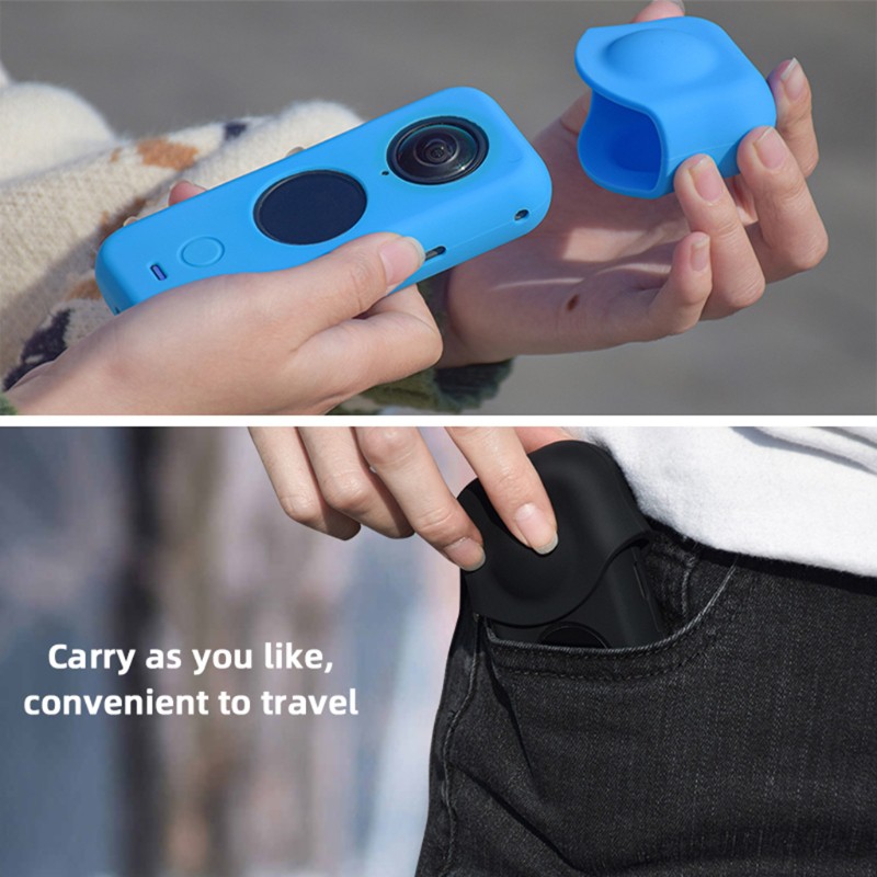 Vỏ silicon bảo vệ camera kèm nắp đậy ống kính cho Insta360 One X2