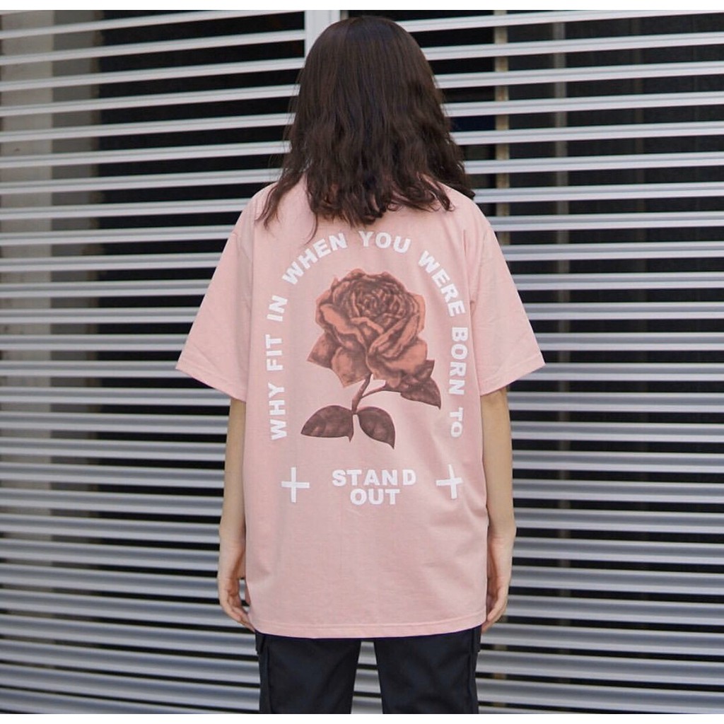 ÁO THUN NAM NỮ IN HỌA TIẾT BÔNG HỒNG THỜI TRANG UNISEX