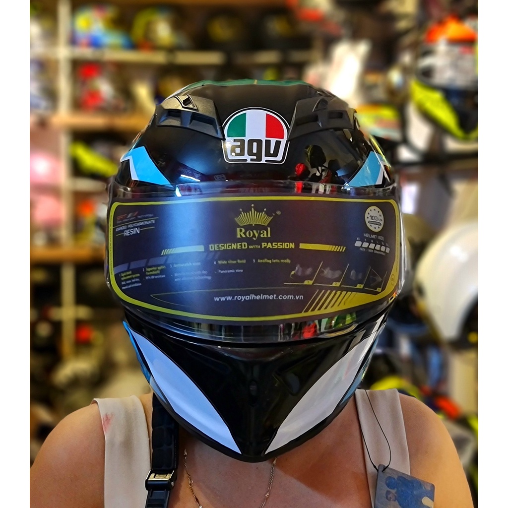 Mũ bảo hiểm Fullface 2 kính cao cấp M266 đen bóng lên tem Leopard siêu đẹp