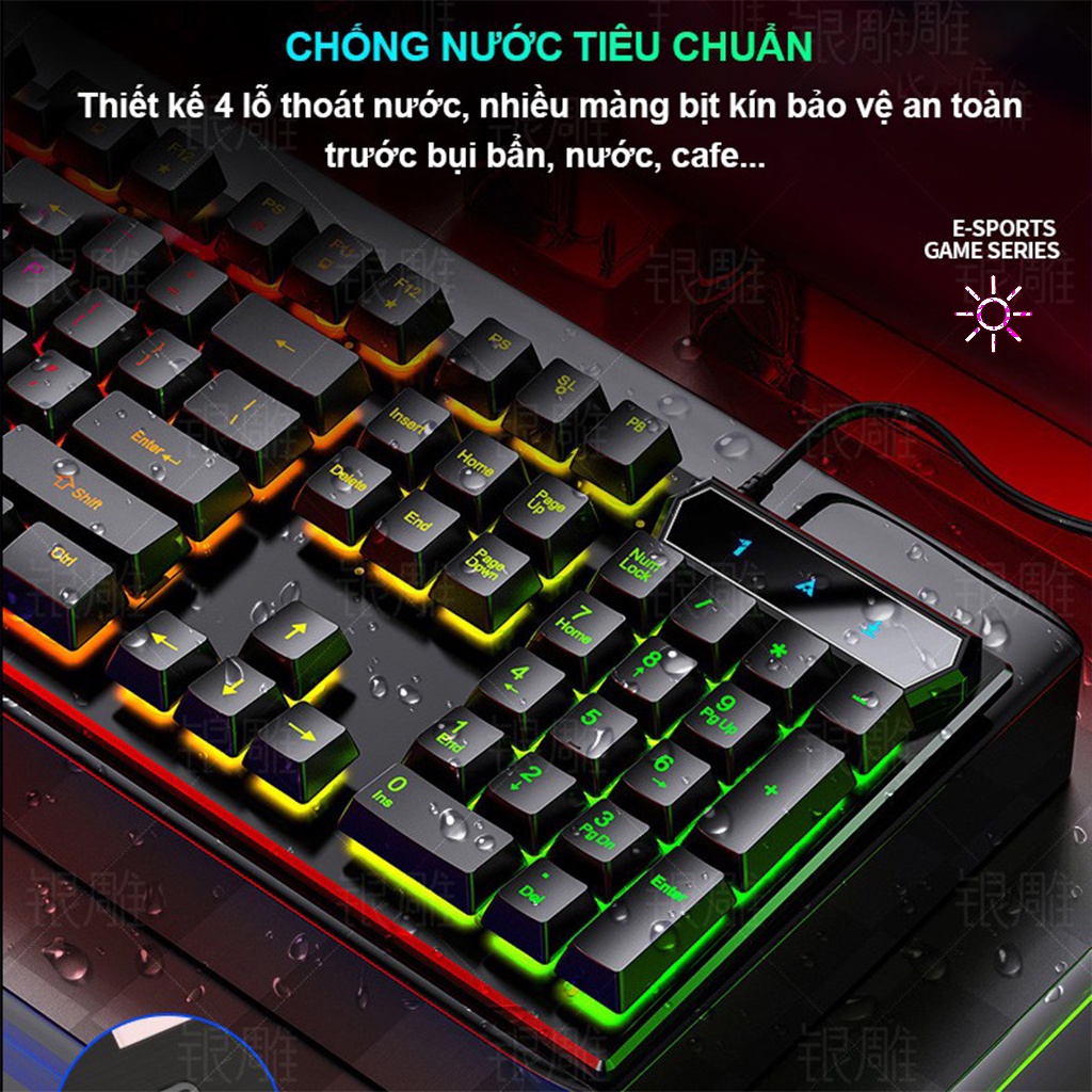 Bàn phím máy tính Gaming RGB YINDIAO V4 có dây / Đèn LED RGB chống nước chơi game máy tính Esport