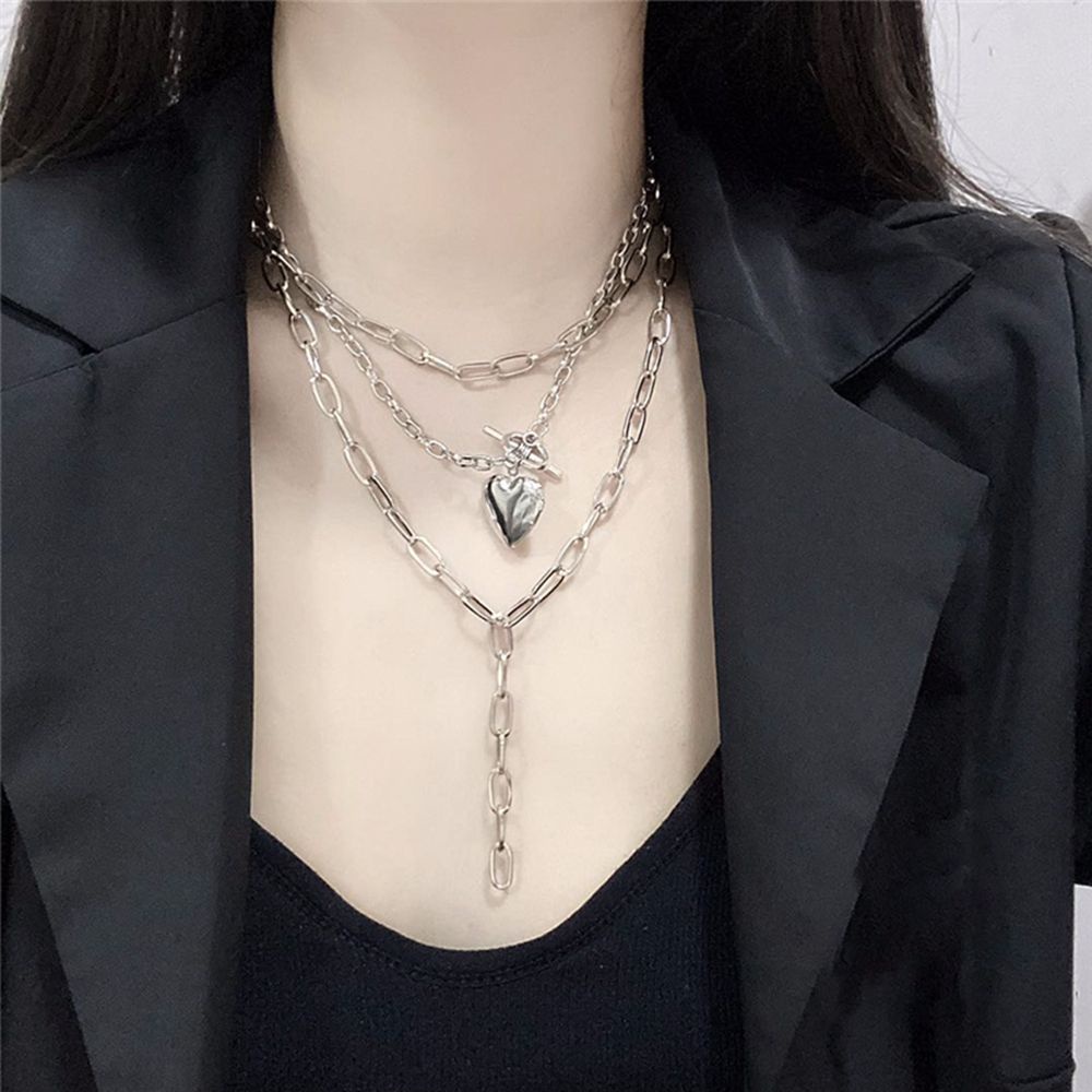 vòng cổ Ba Lớp Mặt Hình Chữ Y Phong Cách Harajuku Dành Cho Nam Và Nữ