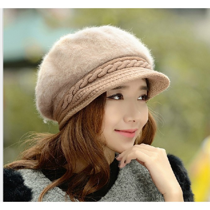 Mũ len lưỡi trai nữ cao cấp, mũ bê rê len lông phong cách Hàn