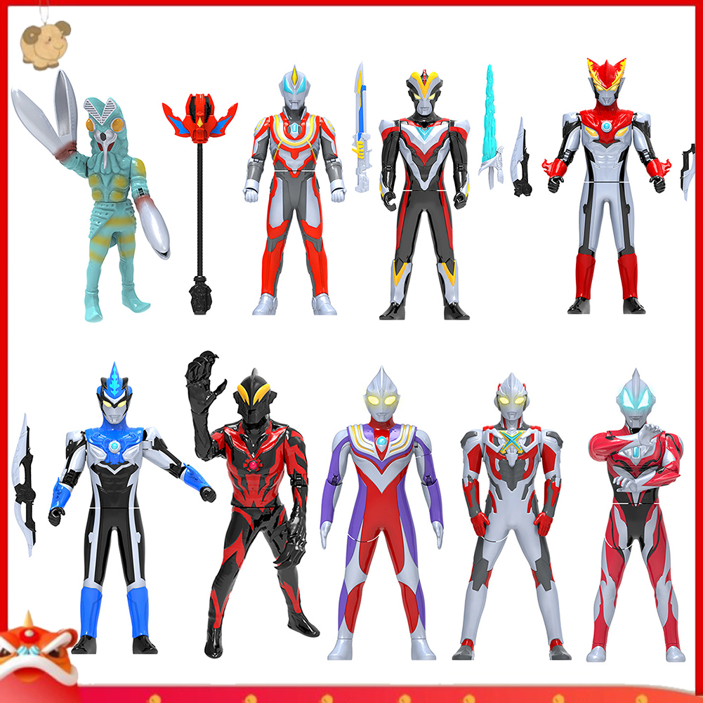 【EY】Ultraman Tiga Gree Model PVC Action Figure Statue with LED Sound Kids Toy Gift