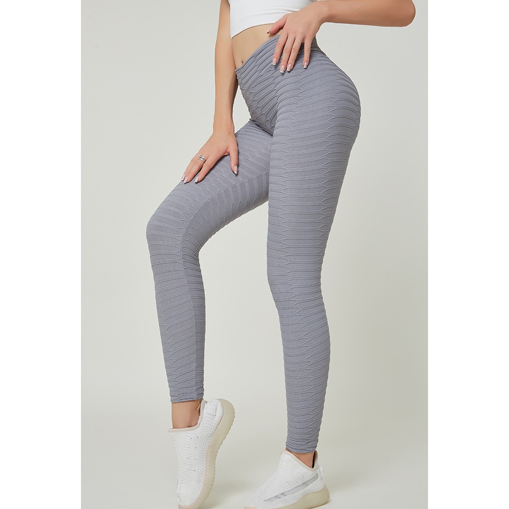 Quần legging tập gym, yoga, thể thao nữ vân nổi có chun mông dệt kim - Evasport