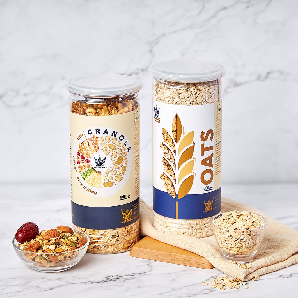 [Combo Chuẩn Dáng] Granola Ăn Kiêng Siêu Hạt 500gr + Yến Mạch Ăn Kiêng 500gr Nhập Khẩu 100% Úc