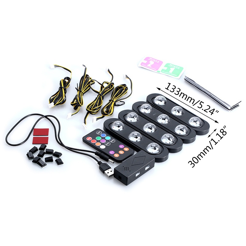 Set 4 Dải Đèn LED Trang Trí Nội Thất Xe Hơi