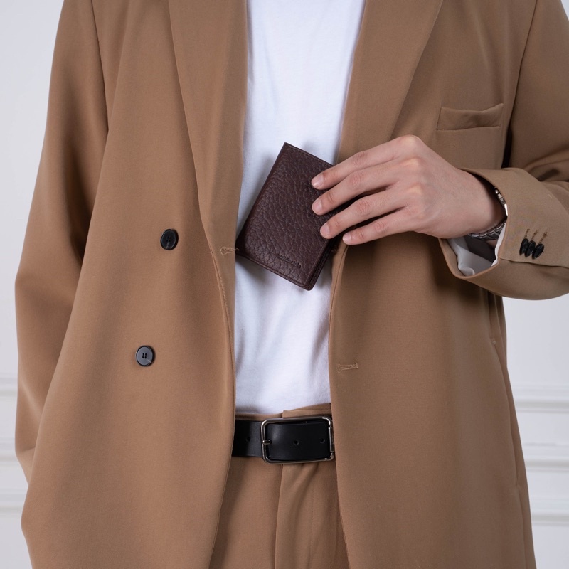 Ví Nam Mini Da Ý Cao Cấp Nhập Khẩu Nguyên Tấm Novida - Màu Nâu