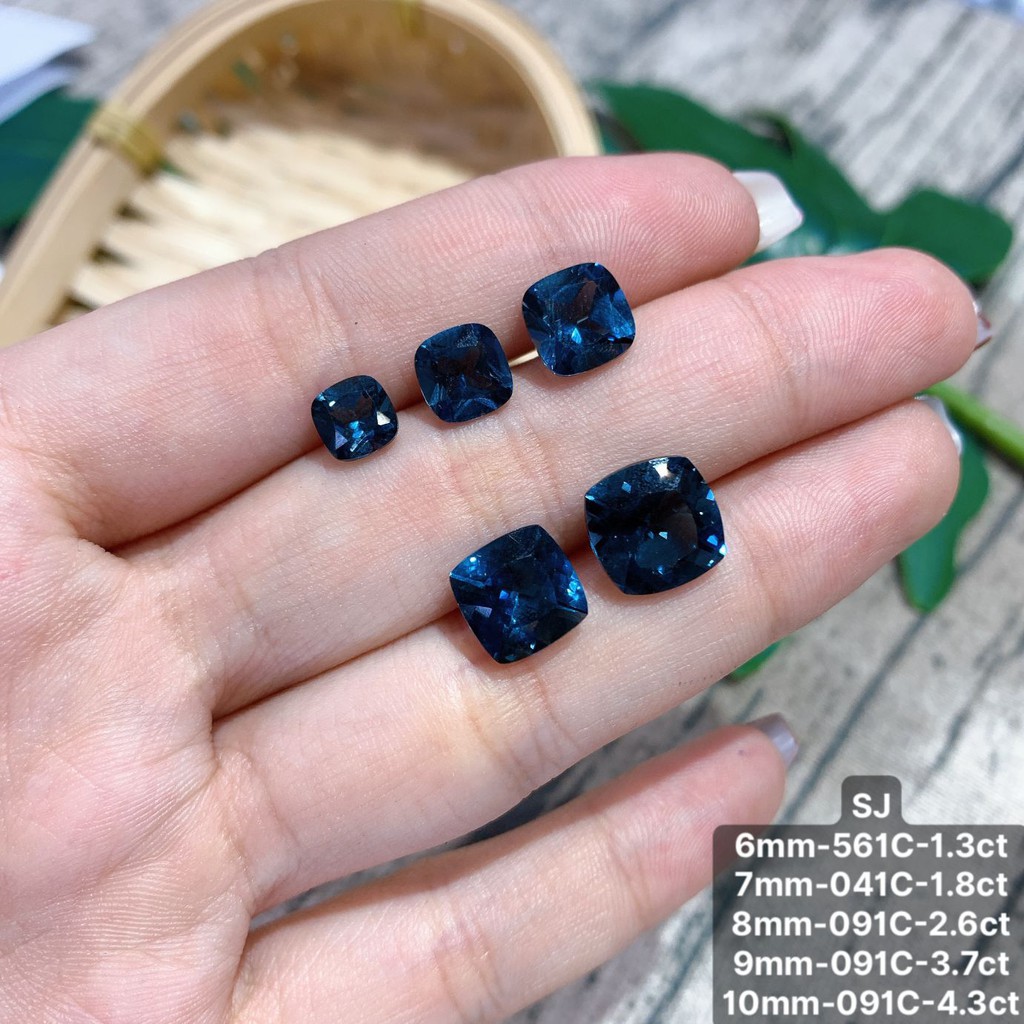 Mặt Đá Topaz London Xanh Đủ Size Kiểu Vuông