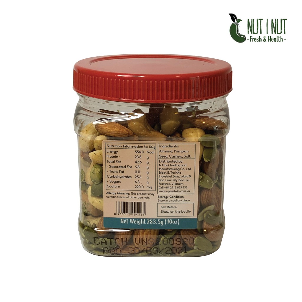 Hạt mix dinh dưỡng NUT I NUT điều bí hạnh nhân sấy muối hũ 283.5 gram