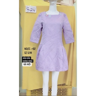 Đầm gấm tím môn size S-M không nóng.S24