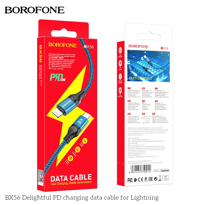 ✅Cáp Dù Sạc Nhanh PD20W Borofone BX56 Chính hãng - ngon - bổ - rẻ - bảo hành 1 đổi 1