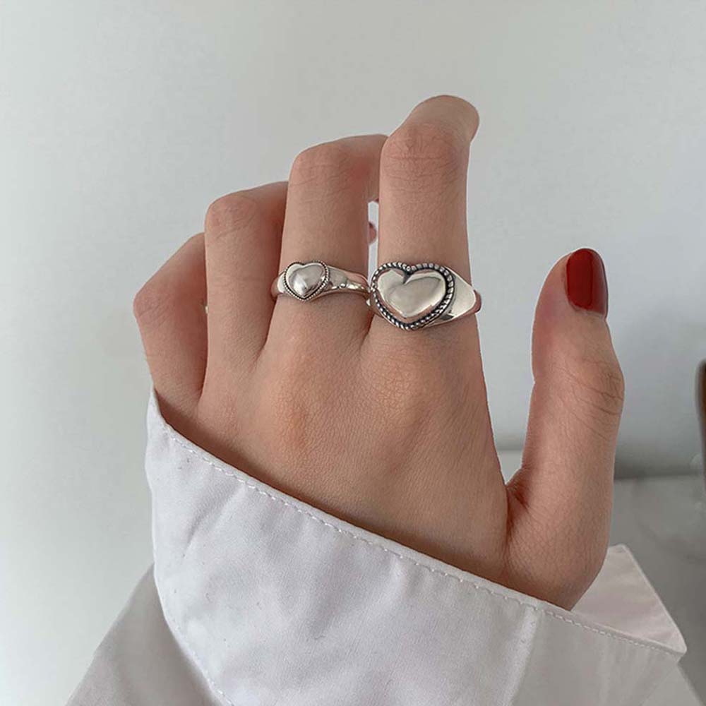 Nhẫn Đeo Tay Kim Loại Tạo Hình Trái Tim Thời Trang Cho Nữ