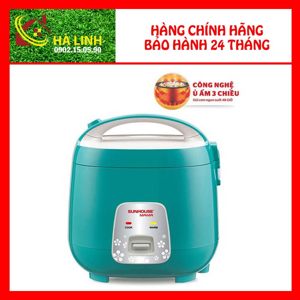 Nồi cơm điện 1.8L SUNHOUSE MAMA SHD8652 xanh, Công suất 750W, Bảo hành 24 tháng