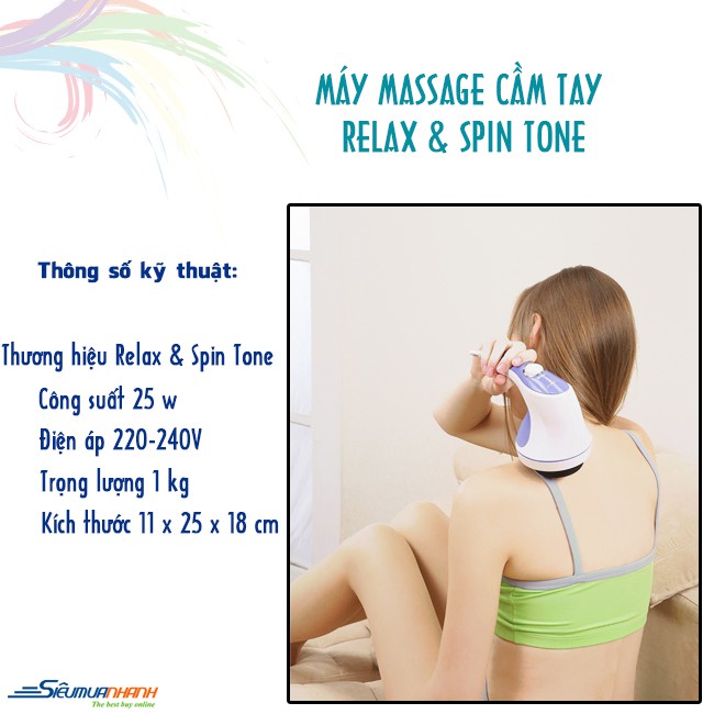 {SỐC SALE } Máy matxa toàn thân, Máy massage cầm tay Relax Spin Tone - Tích hợp 4 đầu massage xua tan mệt mỏi