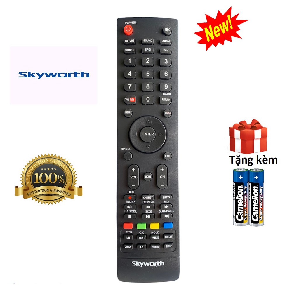 Điều khiển tivi Skyworth, remote tv skyworth - Hàng tốt [ tặng kèm pin ]