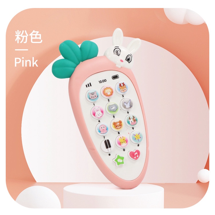 ( Mẫu mới - Kèm Pin AAA) -Mô hình Điện thoại đồ chơi cho bé, có nhạc và đèn( kèm vỏ silicon + dây đeo + 3 pin AAA)