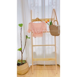 Áo croptop hoa nổi bo eo
