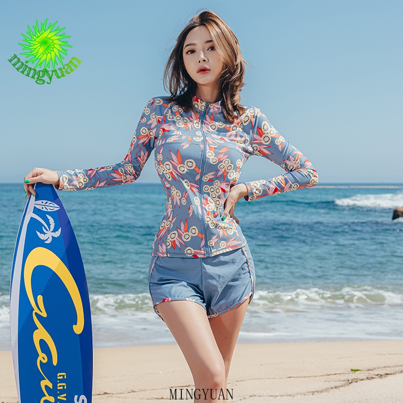 Bộ Đồ Bơi Tay Dài Chống Nắng Dáng Ôm Nhanh Khô Che Bụng Thời Trang Cao Cấp Cho Nữ