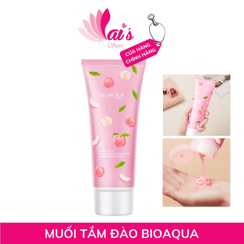 Muối Tắm Chiết Xuất Quả Đào Bioaqua (250g) Peach Extract Tẩy Tế Bào Chết Toàn Thân, Sữa Tắm Dưỡng Ẩm, Làm Sạch Cơ Thể