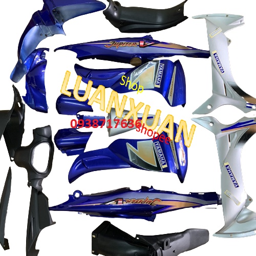 Fuil đủ bộ dàn áo xe JUPITER V PHANH ĐĨA MÀU XANH DƯƠNG TẶNG TEM,nhựa trắng nguyên sinh LOẠI ĐẸP lắp KHÍT cho xe jupiter