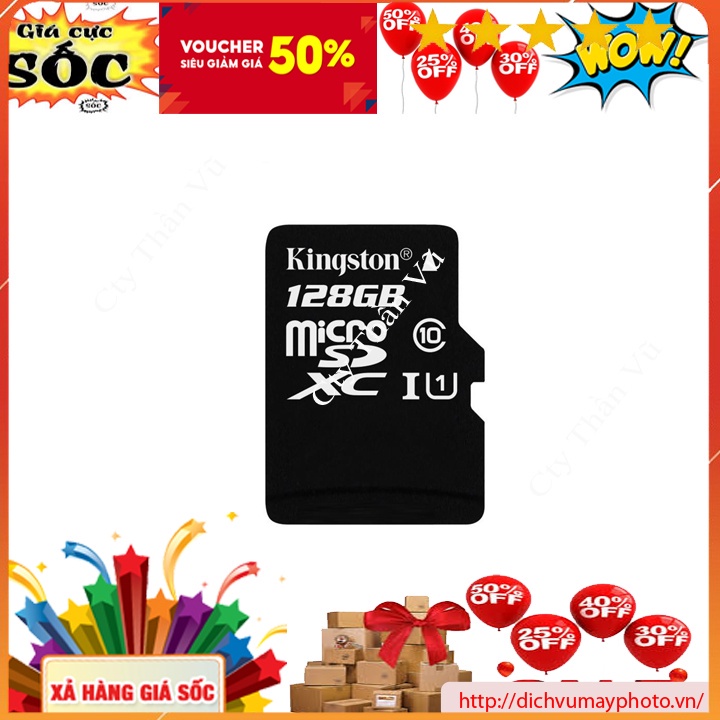 Thẻ nhớ 128g Kingston Micro SD Class 10 Bảo Hành 5 năm MVP Thăng Long.