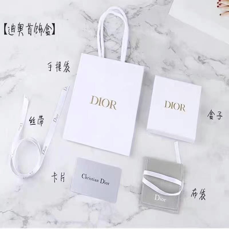 DIOR Bông Tai Mạ Bạc 925 Đính Ngọc Trai Giả Sang Trọng