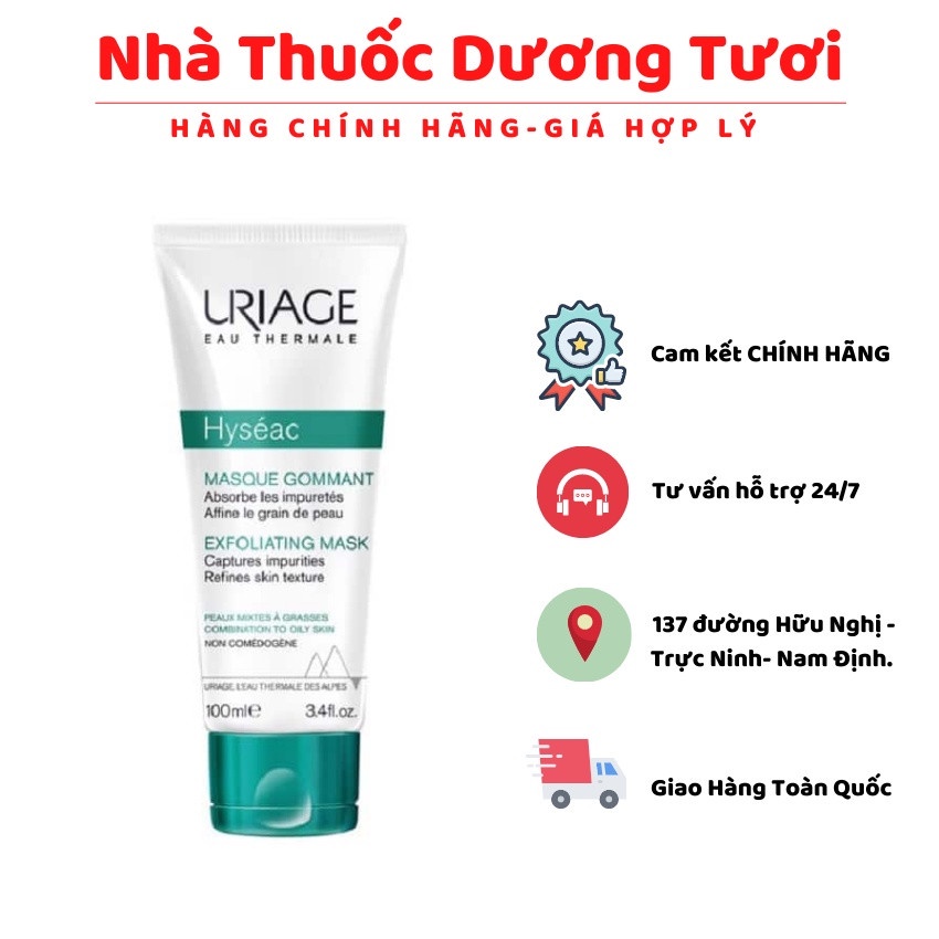 Mặt nạ tẩy tế bào chết ⚡ CAO CẤP ⚡ mặt nạ Uriage Hyséac Masque Gommant kích thích tái tạo tế bào mới cho da