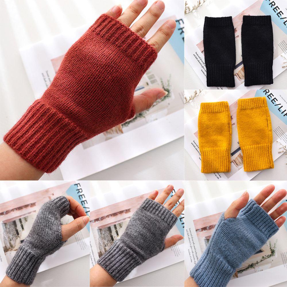 Găng Tay Len Hở Ngón Giữ Ấm Mùa Đông Cho Nam Nữ