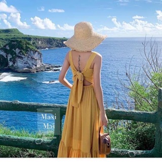 Đầm hai dây đuôi cá nơ lưng