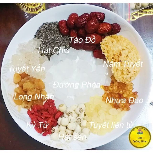 Chè Dưỡng Nhan  đủ 11 vị nguyên liệu gói 200g nấu 20 chai