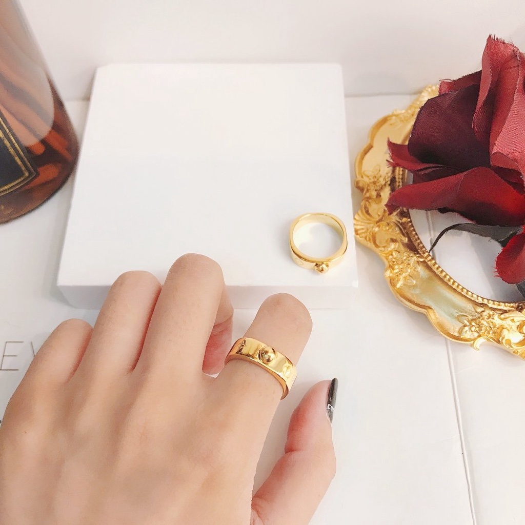 Nhẫn Louis Vuitton Phong Cách Hàn Quốc Đơn Giản Mạ Vàng / Bạc 925 Dành Cho Nữ