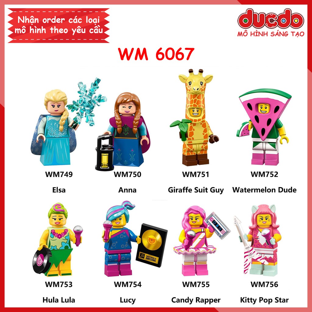 Minifigures các nhân vật trong Frozen 2 Elsa và Anna - Đồ chơi Lắp ghép Xếp hình Mô hình Mini WM WM6067