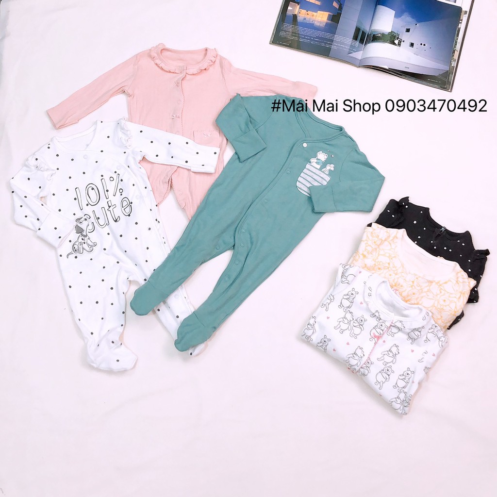 (Chọn màu- 9M) Body sleepsuit cho bé- Body liền tất xuất dư cotton nằm điều hòa hoặc thu đông cho trẻ sơ sinh