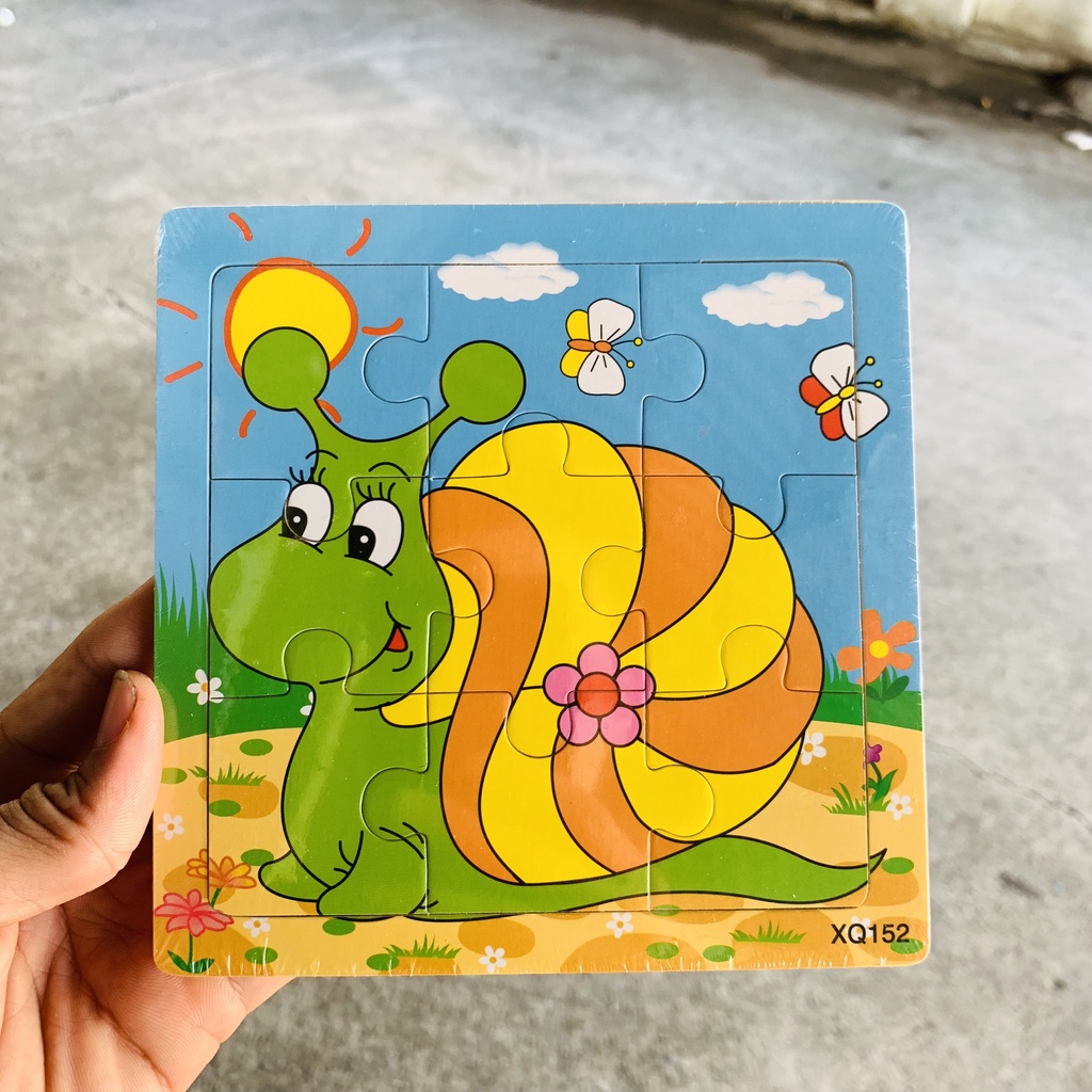 Tranh Xếp Hình 2D, 9 Miếng Ghép Kích Thước 14,5x14,5 Cho Trẻ Tư Duy Sáng Tạo