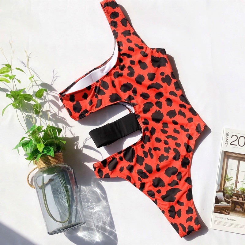 [BKN397] &lt;ÂU&gt; BODYSUIT LỆCH VAI CUTOUT BEO ĐỐM CAM