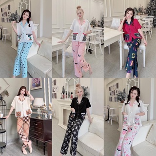 Đồ bộ ngắn tay cánh dơi mặc nhà - Pijama lụa Mango cao cấp - E.xinh