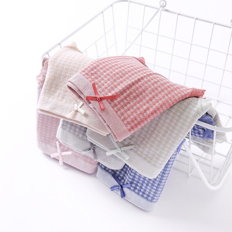 Quần Lót Nữ - Quần Lót Nữ Cotton phối ren đính nơ điệu đà xinh xắn DAN STORE MÃ 9028