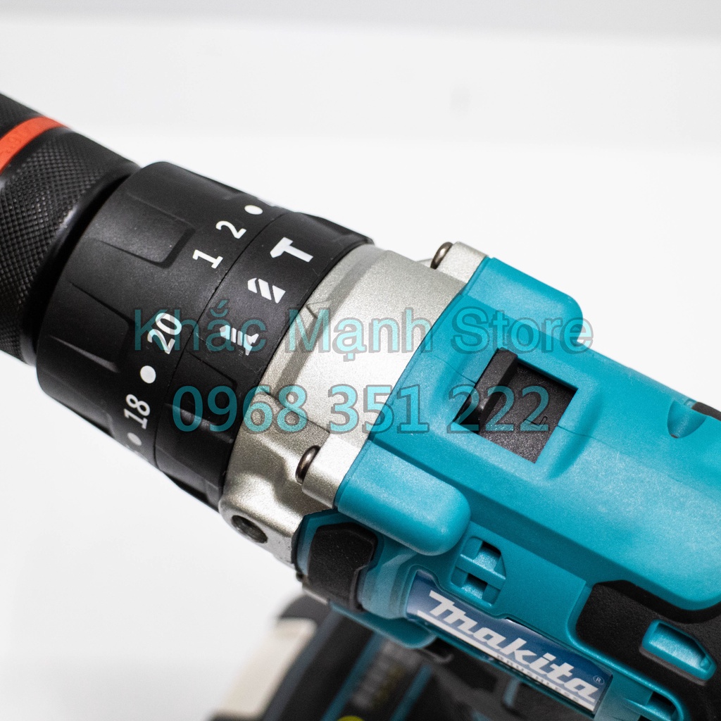 Máy Khoan Pin K-MAX CHÂN PIN MAKITA 21V Động Cơ Không Chổi Than - Đầu Auto Lock Viền Đỏ - 3 chức năng.