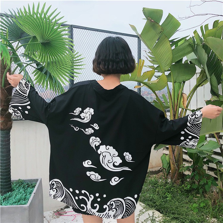 Áo Khoác Kimono Dáng Rộng In Hình Đám Mây Số 10 Dễ Thương