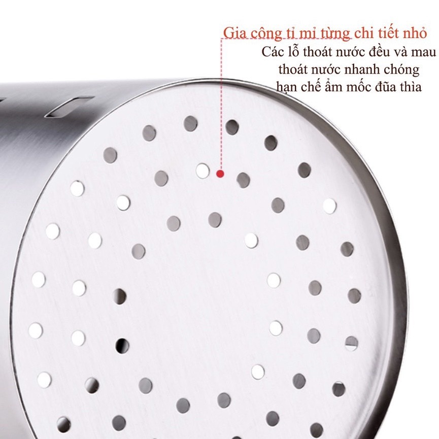 Ống Đựng Đũa Muỗng Inox Dạng Tròn Thoát Nước Nhanh Tiện Dụng