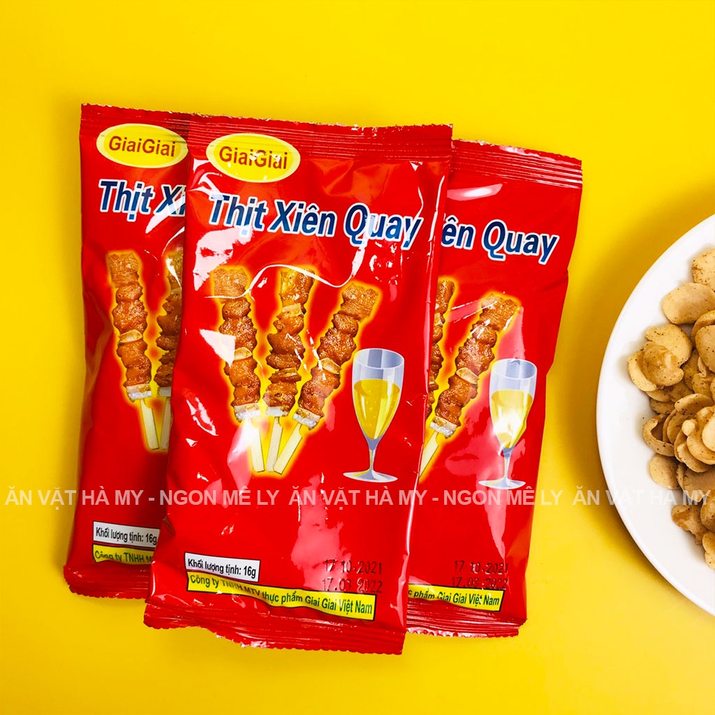 Snack thịt xiên quay gói 16g đồ ăn vặt Hà My