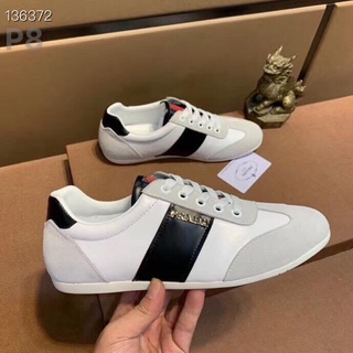 Giày SNEAKER Nam Cao Cấp, SNEAKER P.R.A.D.A Trắng Xám P8