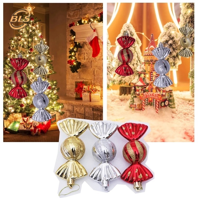Set 5 phụ kiện treo trang trí cây thông noel hình viên kẹo