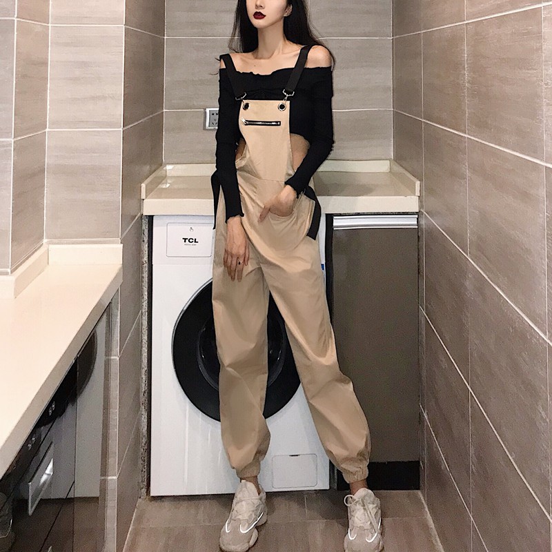 ORDER_set áo trễ vai + yếm kaki streetwear style MAMAMOO Solar