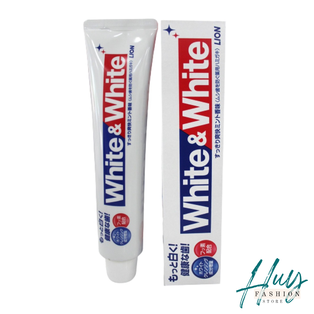 Kem đánh răng tẩy trắng răng Lion Nhật Bản White & White 150g