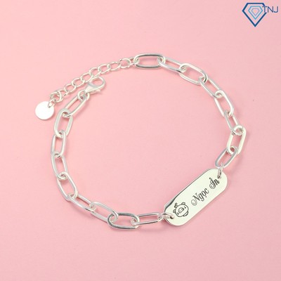 Vòng tay xích bạc cho nữ khắc tên cá tính LTN0191 Trang Sức TNJ