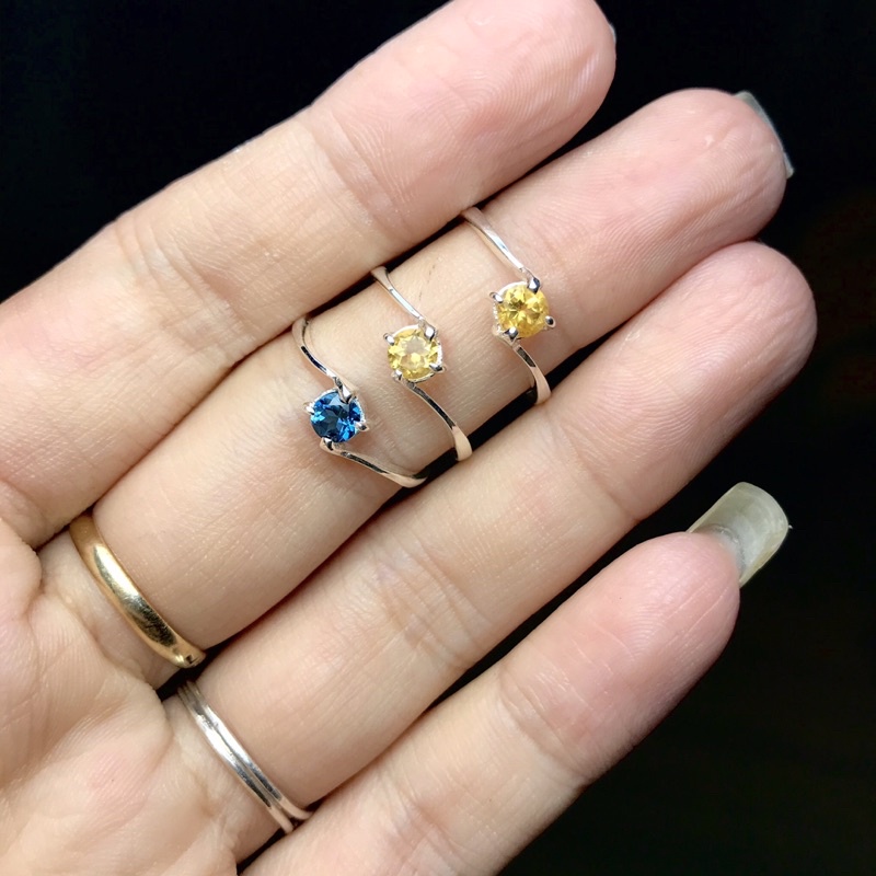 Nhẫn bạc 925, Đá thiên nhiên [Citrine,Topaz]