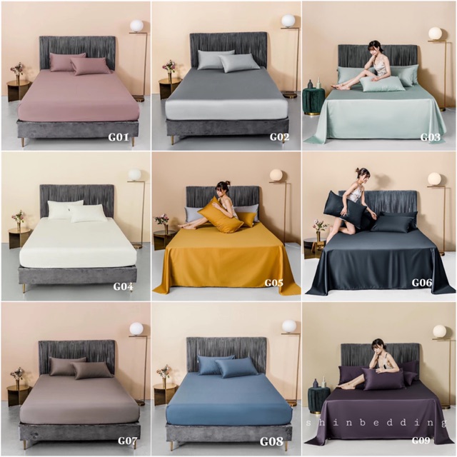 Set Ga Gối Trơn Màu Hàng Tencel 15 Mẫu Cao Cấp Mềm Mượt Thoáng Mát Cực Sang Chảnh (Shinbedding.shop)