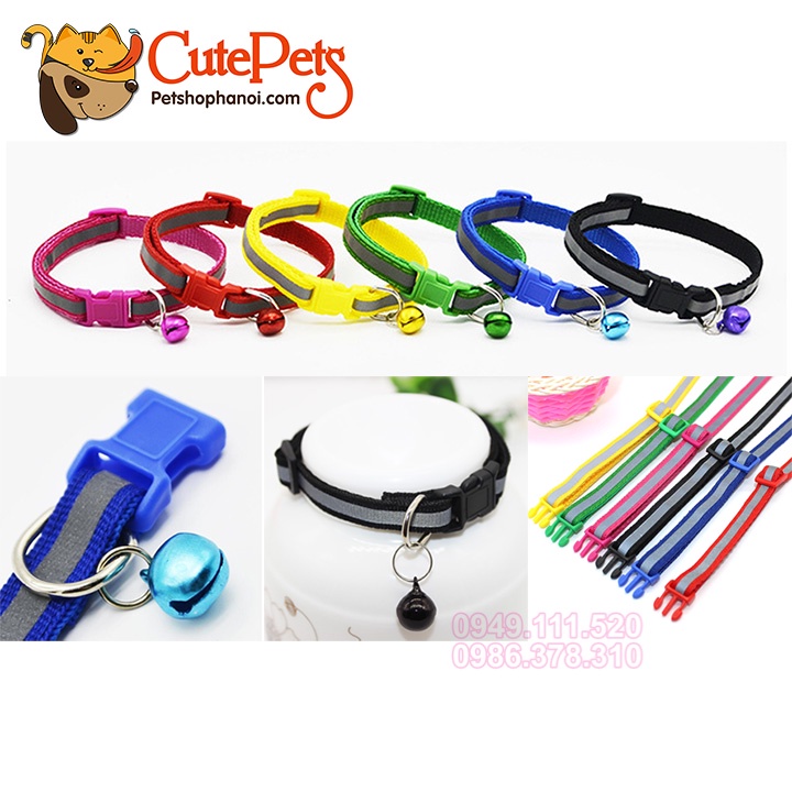 Vòng cổ cho mèo, vòng cổ phản quang gắn chuông - Phụ kiện chó mèo Hà Nội